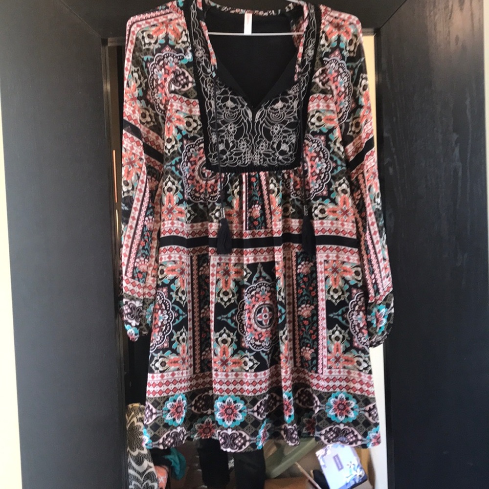Boho Dress. Embroidered Front size S